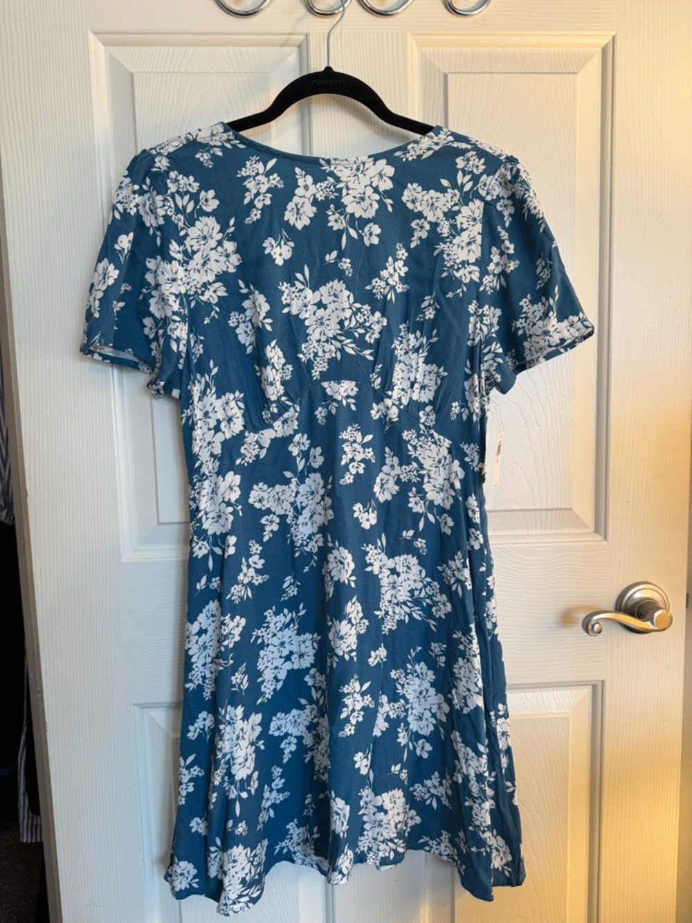 NWT Blue Floral Short Sleeve A-Line Dress